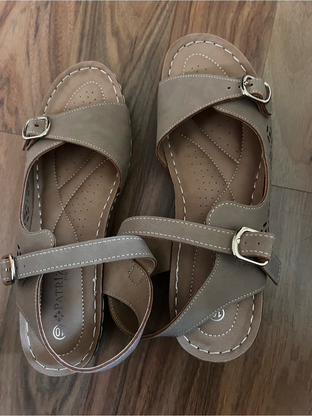 Spring Step Taupe Buckle Strap Sandals